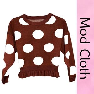 MODCLOTH Brown Polka Dot Sweater XS